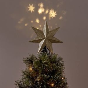 New LED gold glitter star. Christmas tree topper.